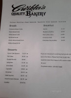 Cwikla's Quality Bakery menu