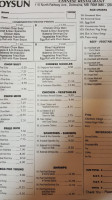 Hoysun Chinese menu