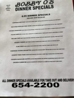 Bobby-o's Fun Family menu