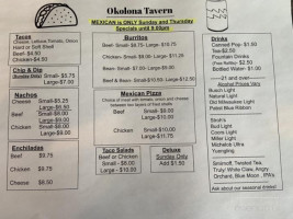 Okolona Tavern menu