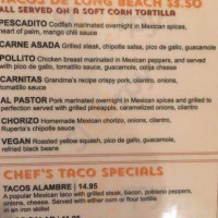 Taqueria menu