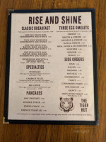 Tiger Hut Cafe menu