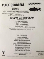 Close Quarters Pub menu