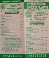 Pronto Pizza menu