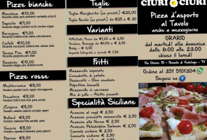 Ciuri Ciuri Pizzeria è Kebab menu