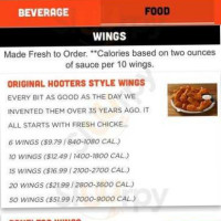 Hooters menu