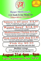 Dean Anthony's menu