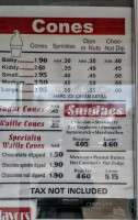 Spanky Oliver's Ice Cream menu