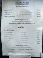 Le Fossile Lille menu