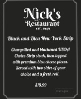 Nick's menu