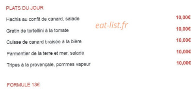 Sur le Pouce menu