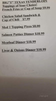 Mona Lisa's menu