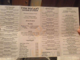 Twin-Sunlight Chinese Restaurant menu