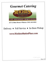 Ritchie's Market Place menu