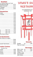 Young's Garden Restaurant menu