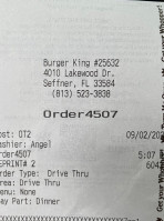 Burger King menu