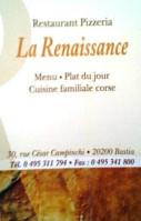 La renaissance menu