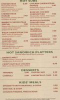 Babbo’s Pizza menu