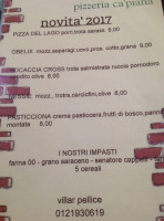 Ca Piana Pizzeria menu