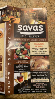 Savas Brick Oven Pizza menu