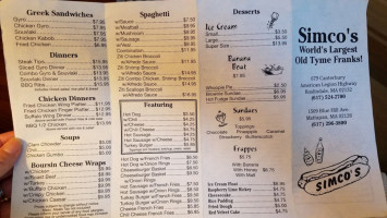 Simco's menu