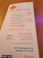 Super Fusion Cuisine menu