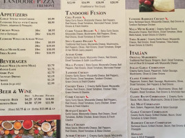 Tandoori Pizza menu