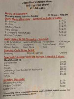 Josephine's Soul Food menu