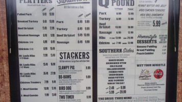 Willie Jewell’s Old School -b-q menu