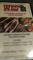 Wes' Rib House menu