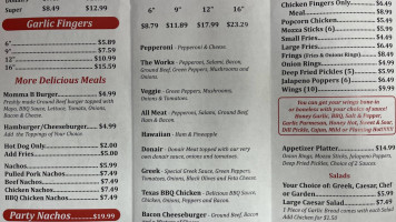 Momma B's Take-out Pizzeria menu