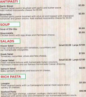 La Campagna Italian Cuisine And Catering menu