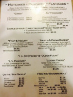 Cookhouse Restaurant menu