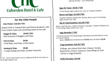 Culverden And Cafe menu