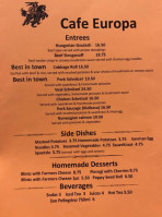 Cafe Europa menu