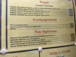 TAJ MAHAL S T M menu