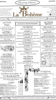 La Boheme menu