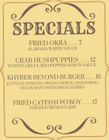 Khyber Pass Pub menu