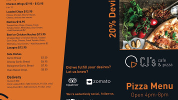 CJ's Island Pizza menu