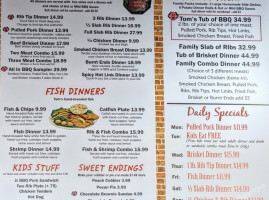 Tom's Bbq menu