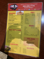 Freedom Wings Miami menu