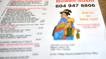 Bowen Sushi to Go menu