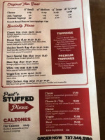 Paul's Chicago Pizza menu