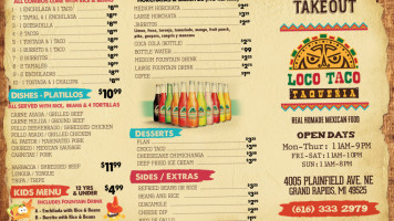 Taco Loco Taquiera menu