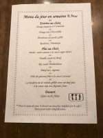 Le Colibri Bleu menu