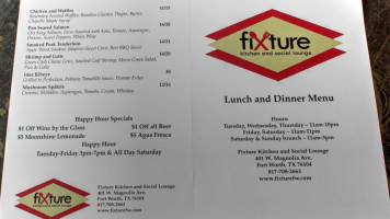 Fixture Kitchen And Social Lounge menu