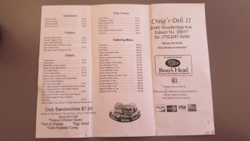 Craig's Deli Ii menu