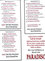 Paradiso Deli Cafe menu