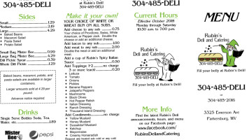 Rubin's Deli Catering Llc menu