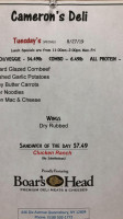 Cameron's Deli menu